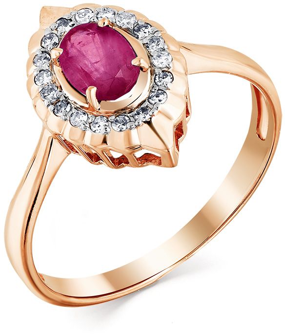 Кольцо с рубином и бриллиантами из красного золота (арт. 2164633)