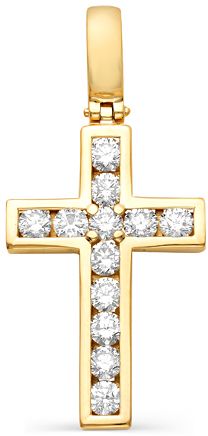 Крестик с 12 бриллиантами из жёлтого золота (арт. 2164652)