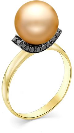 Кольцо с жемчугом и бриллиантами из жёлтого золота (арт. 2165338)