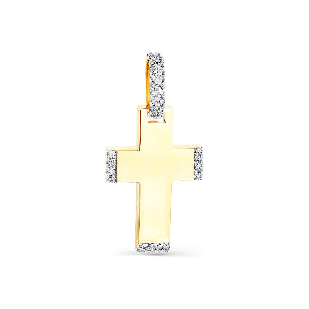 Крестик с 32 бриллиантами из жёлтого золота (арт. 2167474)