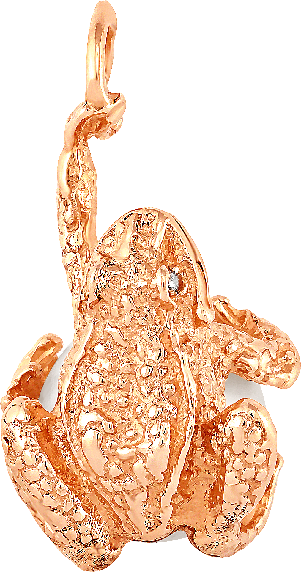 Подвеска Лягушка с жемчугом и фианитами из красного золота (арт. 2171497)