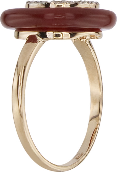 Кольцо с фианитами и сердоликом из красного золота (арт. 2180241)