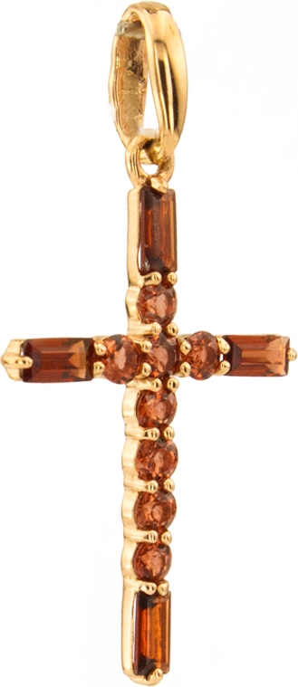 Крестик с 12 гранатами из красного золота (арт. 2180795)