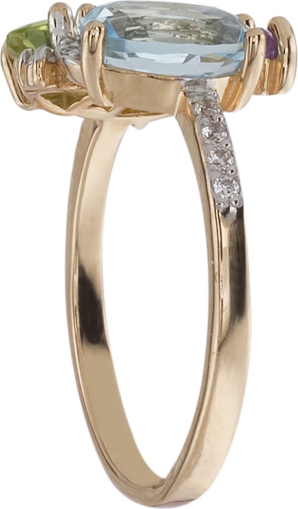 Кольцо с россыпью цветных камней из красного золота (арт. 2181856)