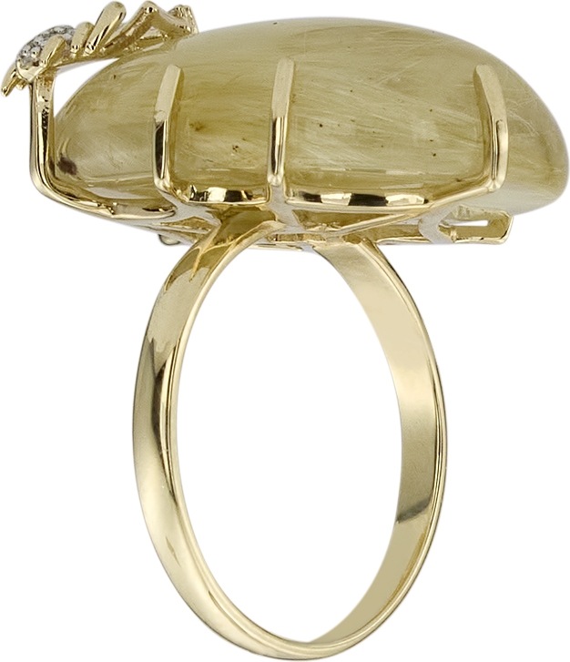 Кольцо Паук с кварцем и бриллиантами из жёлтого золота (арт. 2182182)
