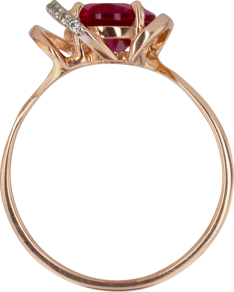 Кольцо с фианитами и рубином из красного золота (арт. 2182215)