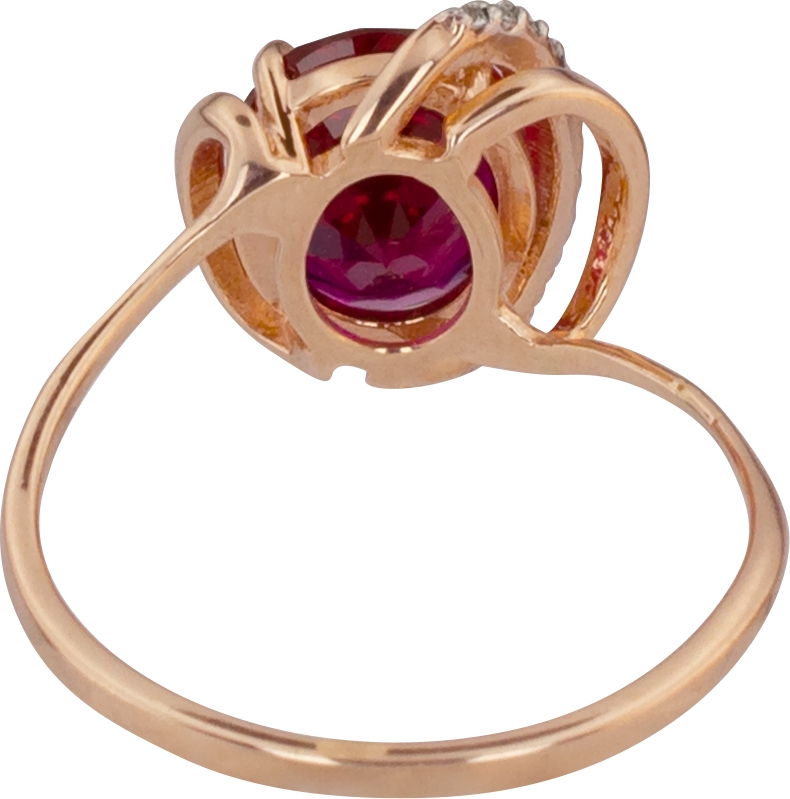 Кольцо с фианитами и рубином из красного золота (арт. 2182215)