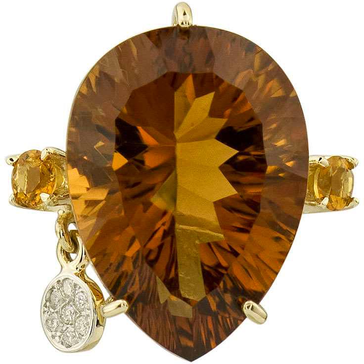Кольцо с цитринами и бриллиантами из жёлтого золота (арт. 2182257)