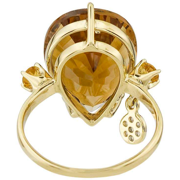 Кольцо с цитринами и бриллиантами из жёлтого золота (арт. 2182257)