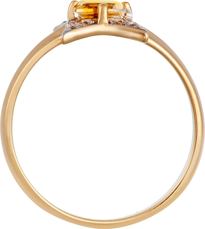 Кольцо с цитрином и фианитами из жёлтого золота (арт. 2182796)