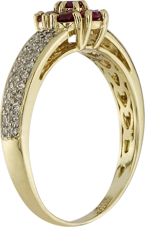 Кольцо с рубинами и бриллиантами из жёлтого золота (арт. 2182889)
