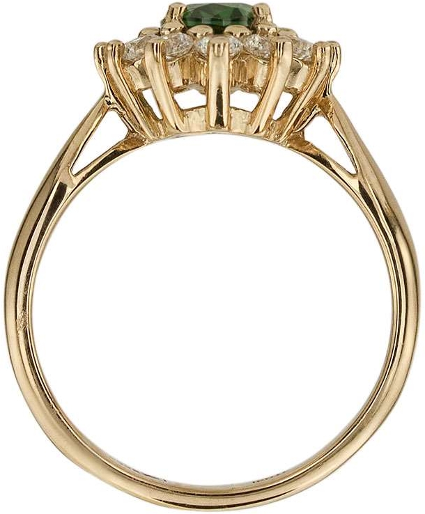 Кольцо с изумрудом и фианитами из красного золота (арт. 2183315)
