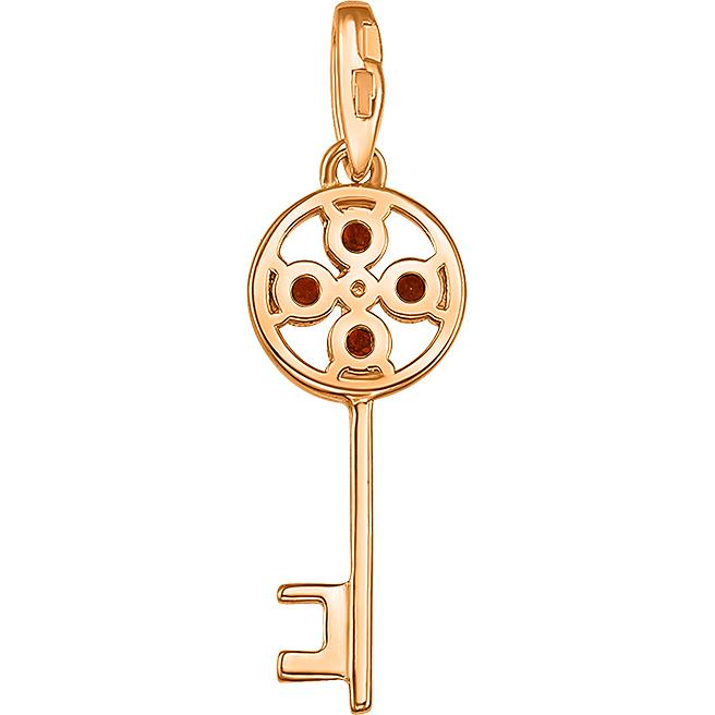 Подвеска Ключ с 4 гранатами из красного золота (арт. 2184465)