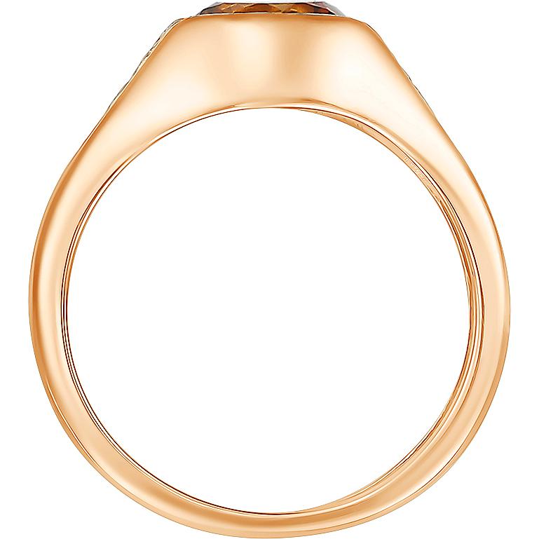 Кольцо с цитрином и фианитами из красного золота (арт. 2184596)