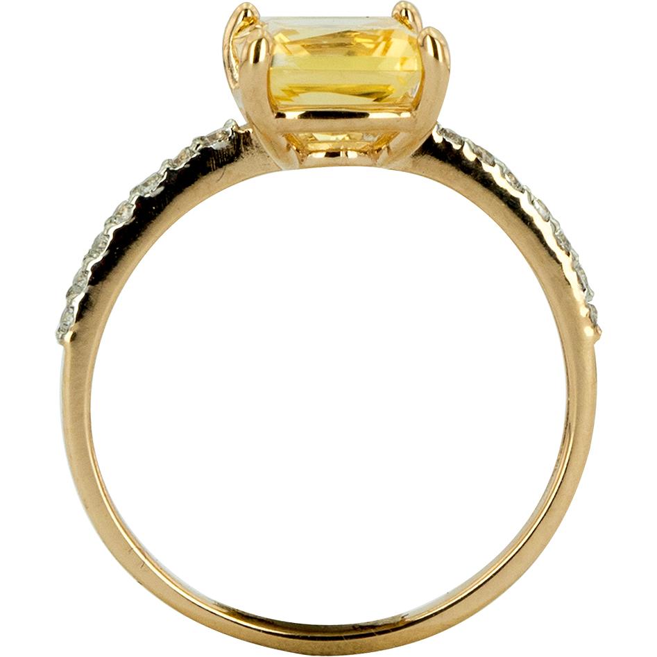 Кольцо с цитрином и фианитами из красного золота (арт. 2185074)