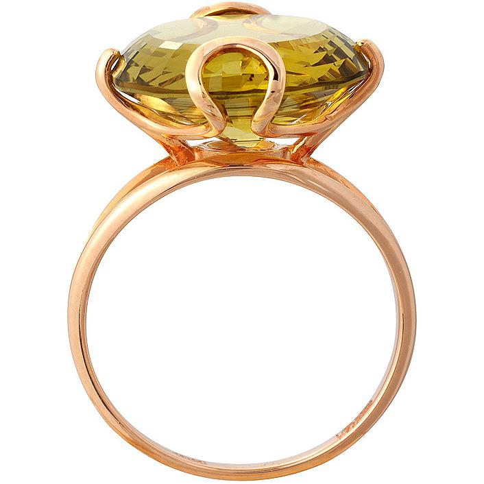 Кольцо с 1 кварцем из красного золота (арт. 2185189)