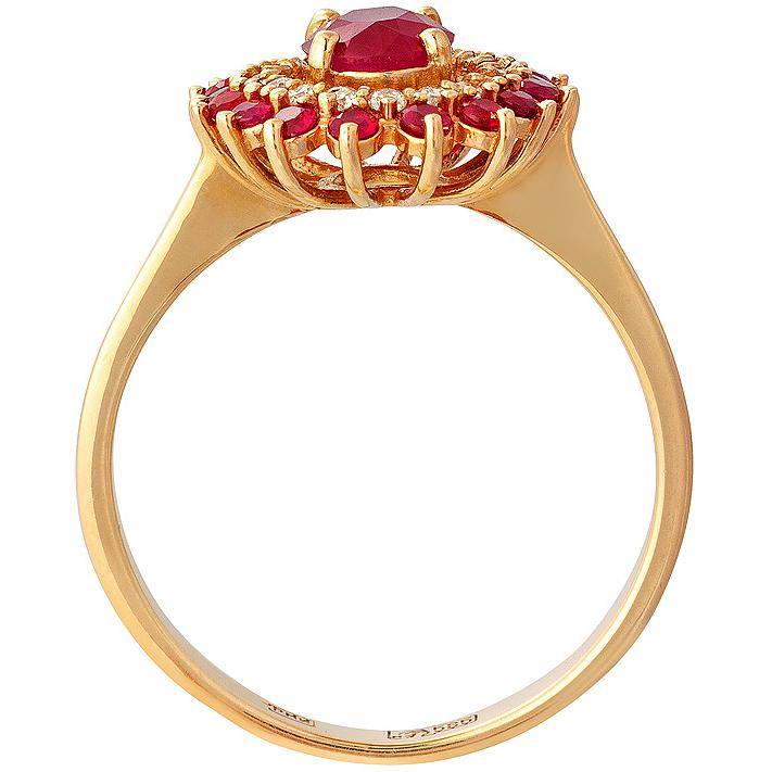 Кольцо с рубинами и бриллиантами из жёлтого золота (арт. 2185255)