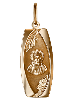Подвеска-иконка "Святая Людмила" из красного золота (арт. 2214554)