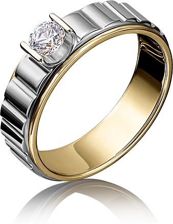 Кольцо с 1 бриллиантом из комбинированного золота (арт. 2219631)