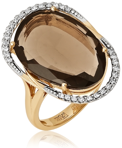 Кольцо с раухтопазом и бриллиантами из красного золота (арт. 2260179)