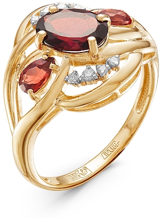 Кольцо с гранатами и бриллиантами из красного золота (арт. 2260203)