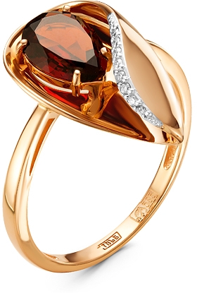 Кольцо с гранатом и бриллиантами из красного золота (арт. 2260424)