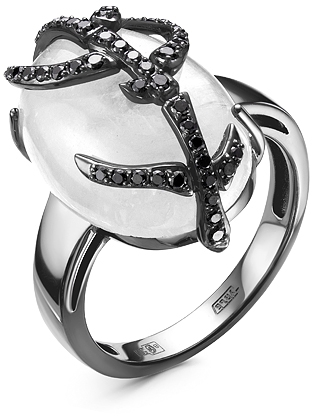Кольцо с халцедоном и бриллиантами из белого золота (арт. 2260708)