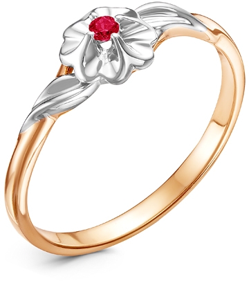 Кольцо Цветок с 1 рубином из красного золота (арт. 2270382)