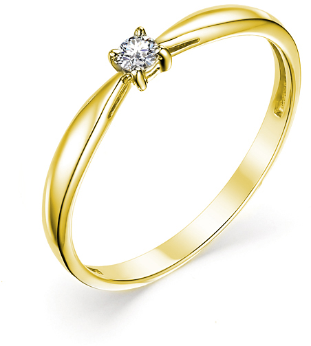 Кольцо с 1 бриллиантом из жёлтого золота (арт. 2280349)