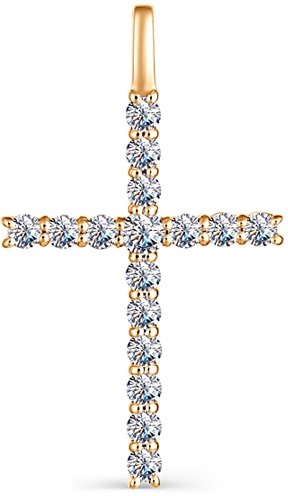 Крестик с 16 бриллиантами из красного золота (арт. 2280419)