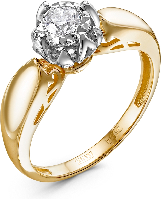 Кольцо с 1 бриллиантом из жёлтого золота (арт. 2312999)