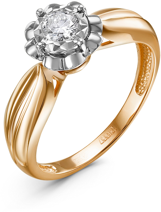 Кольцо Цветок с 1 бриллиантом из красного золота (арт. 2313720)
