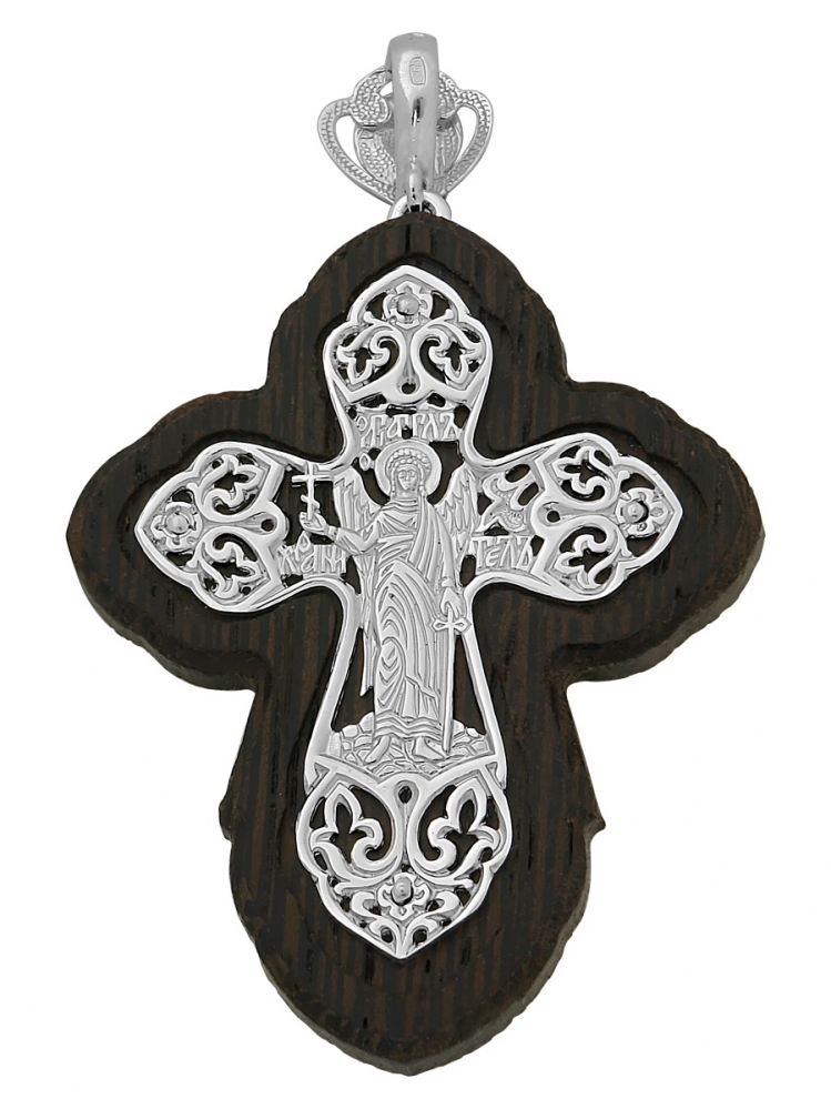 Крестик из серебра с позолотой на дереве (арт. 2333007)