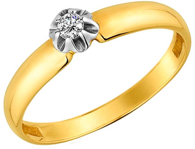 Кольцо с 1 бриллиантом из жёлтого золота (арт. 2350020)