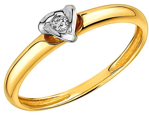 Кольцо с 1 бриллиантом из жёлтого золота (арт. 2350061)
