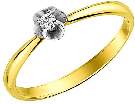 Кольцо с 1 бриллиантом из жёлтого золота (арт. 2350076)