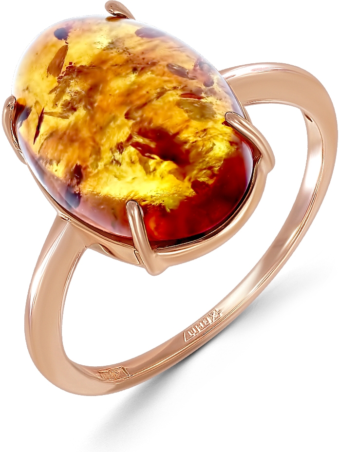Кольцо с 1 янтарем из красного золота (арт. 2380634)