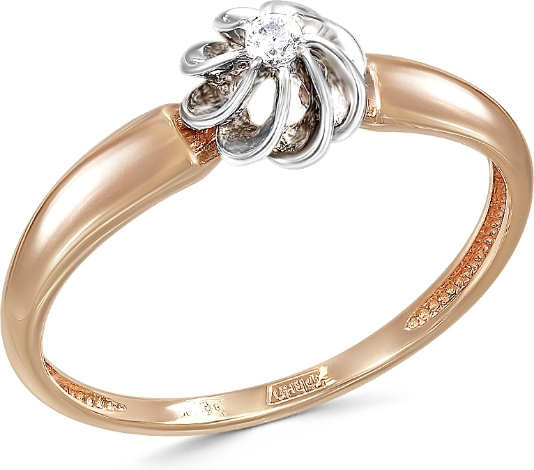 Кольцо с 1 бриллиантом из красного золота (арт. 2382112)