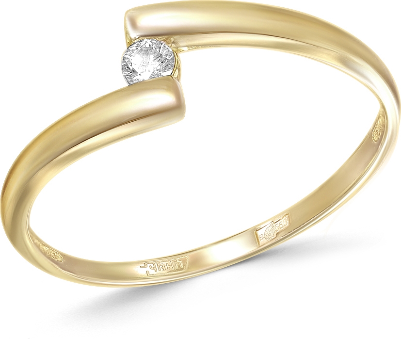 Кольцо с 1 бриллиантом из жёлтого золота (арт. 2383466)
