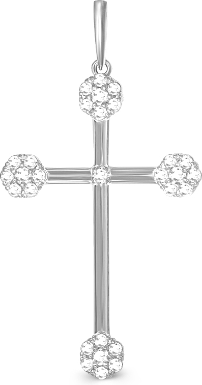 Крестик с 29 фианитами из белого золота (арт. 2383790)