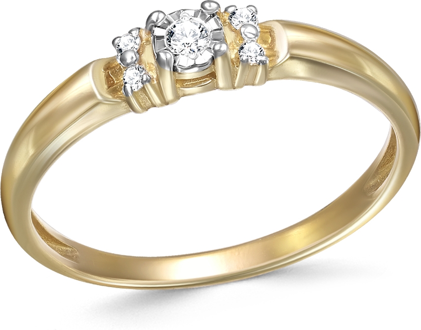 Кольцо с 5 бриллиантами из жёлтого золота (арт. 2384706)