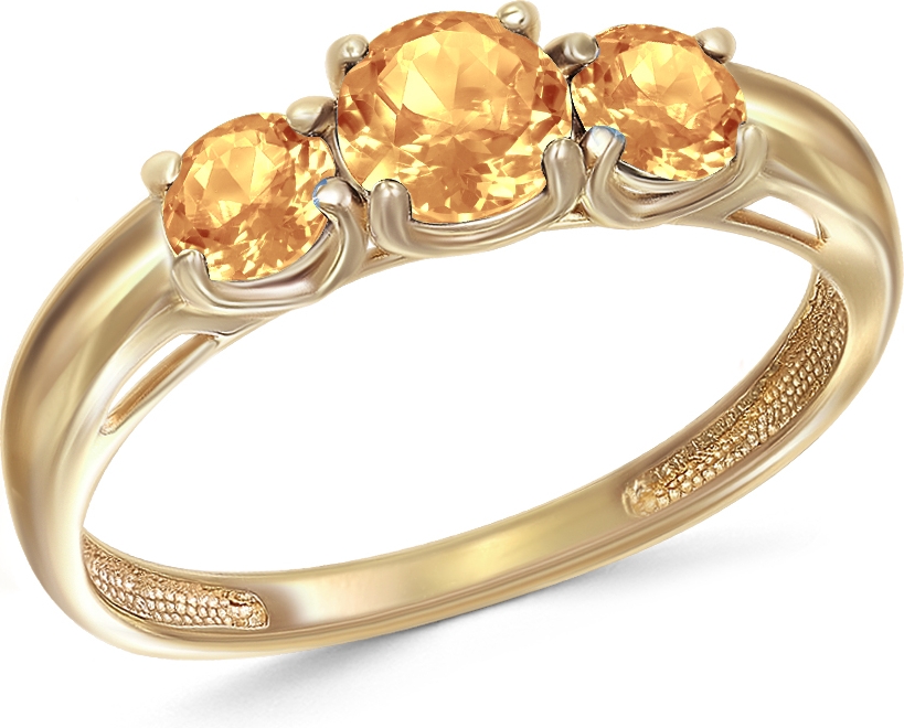 Кольцо с 3 цитринами из жёлтого золота (арт. 2385422)