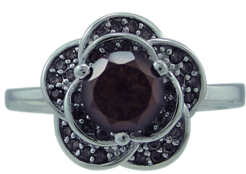 Кольцо с раухтопазами и фианитами из серебра (арт. 2390315)