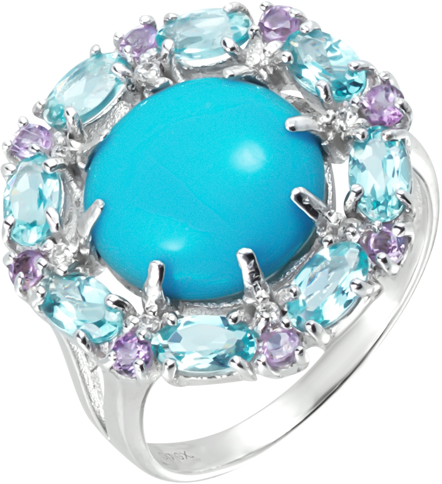 Кольцо с россыпью цветных камней из серебра (арт. 2390994)