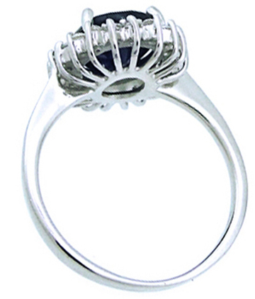 Кольцо с сапфирами и фианитами из серебра (арт. 2393797)