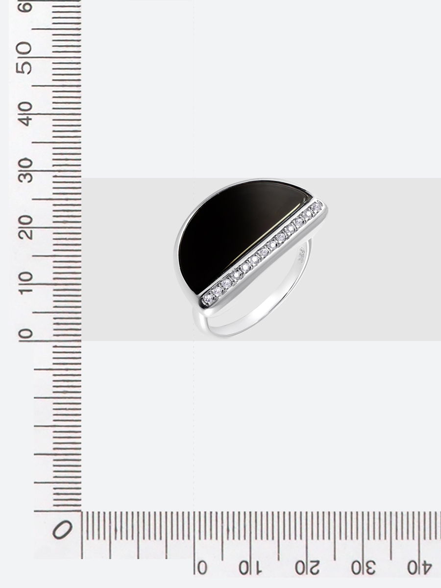 Кольцо с ониксами и фианитами из серебра (арт. 2394946)