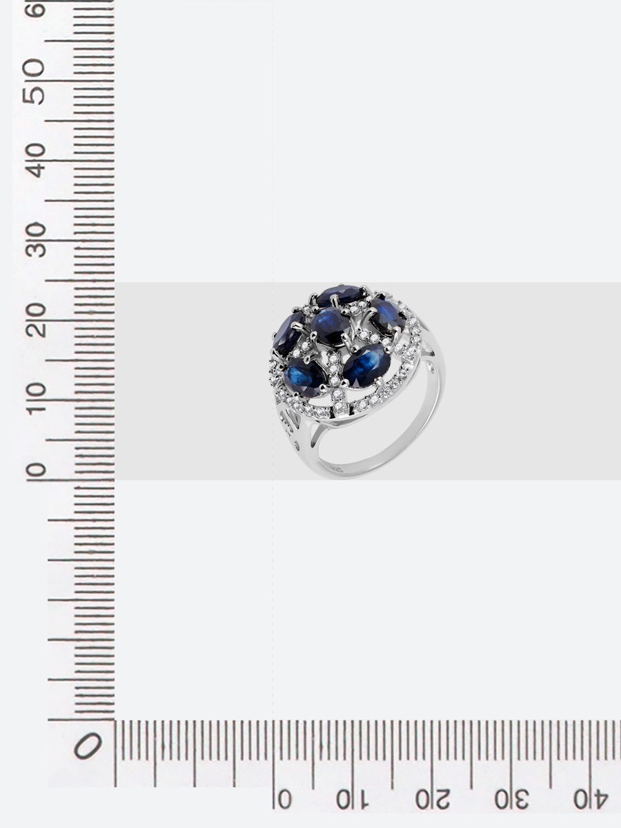 Кольцо с сапфирами и фианитами из серебра (арт. 2395265)