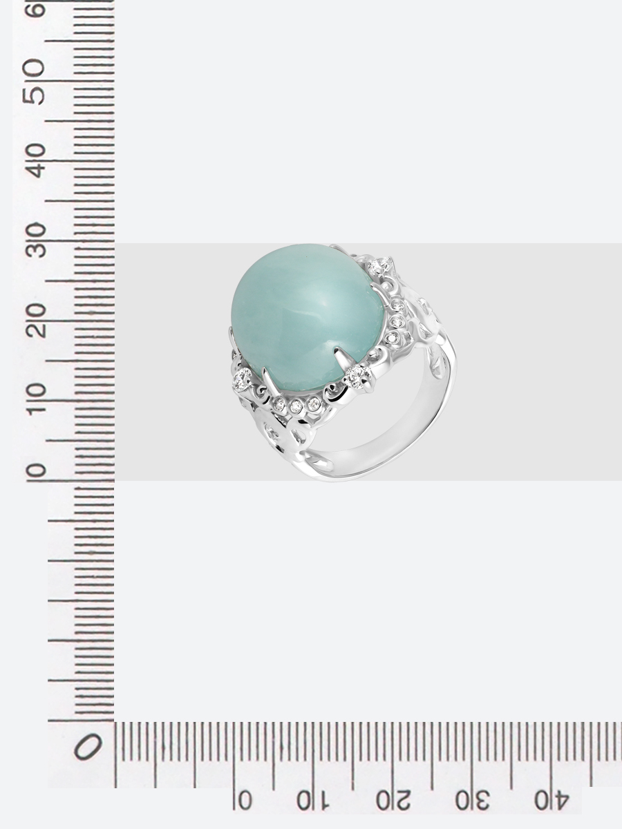 Кольцо с аквамаринами и фианитами из серебра (арт. 2395983)