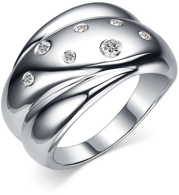 Кольцо с 7 фианитами из серебра (арт. 2410054)