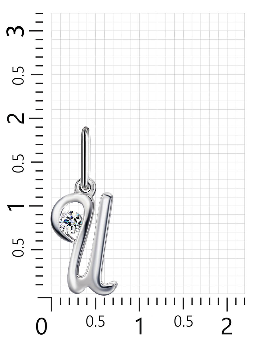 Подвеска буква "И" с 1 фианитом из серебра (арт. 2410647)